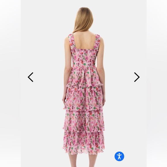 Ganni PLEATED GEORGETTE SMOCK MIDI DRESS - sugar plum - Picture 4 of 16